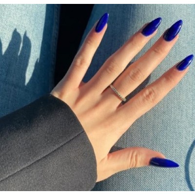 Накладні нігті Kitty Nail яскраво-сині, форма загострений мигдаль, середні, 24 шт
