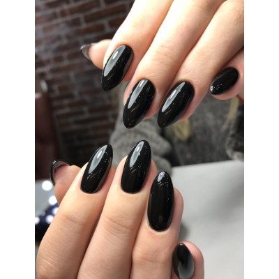 Накладні нігті Kitty Nail класичні чорні, форма мигдаль, глянцеві, середні, 24 шт з доставкою по Україні