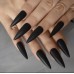 Накладні нігті Kitty Nail Black чорні матові, форма стилет, довгі, 20 шт з доставкою по Україні