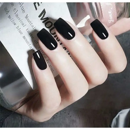 Накладні нігті Kitty Nail класичні чорні, форма квадрат, середні, 24 шт з доставкою по Україні