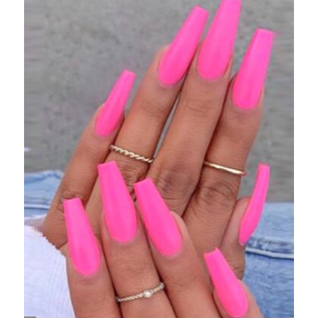 Накладні нігті Kitty Nail Hot Pink Рожеве фламбе, форма балерина, довгі, 20 шт з доставкою по Україні