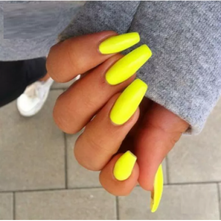 Накладні нігті Kitty Nail Yelow яскраво-жовті, форма балерина, довгі, 20 шт з доставкою по Україні