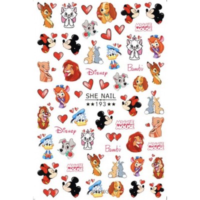 Наклейки для нігтів She Nail 193 Disney Мультики з доставкою по Україні