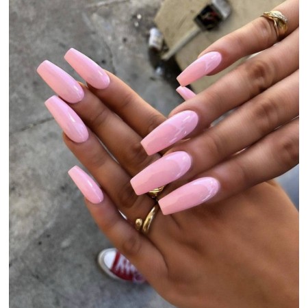 Накладні нігті Kitty Nail Pink ніжно-рожеві, форма балерина, довгі, 20 шт з доставкою по Україні