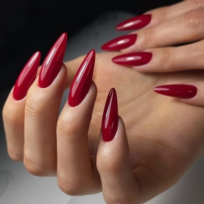 Накладні нігті Kitty Nail колір ягідний, форма стилет, довгі, 24 шт