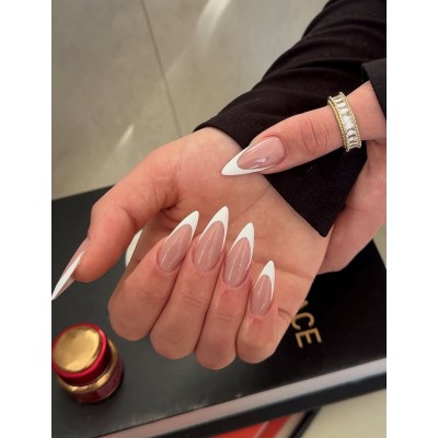 Накладні нігті Kitty Nail класичний френч, форма мигдаль, середні, 24 шт