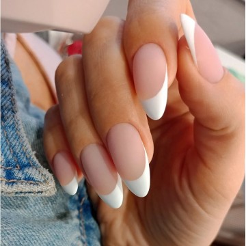 Накладні нігті Kitty Nail матовий френч, форма мигдаль, середні, 24 шт