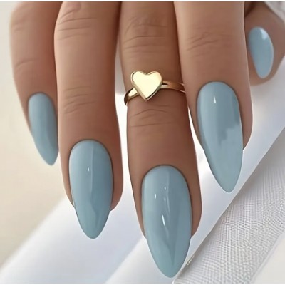 Накладні нігті Kitty Nail, ніжні блакитні, форма мигдаль, середні, 24 шт з доставкою по Україні