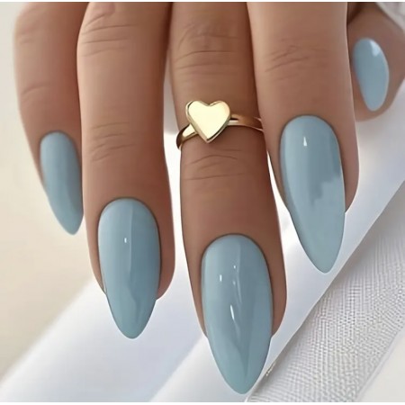Накладні нігті Kitty Nail, ніжні блакитні, форма мигдаль, середні, 24 шт з доставкою по Україні