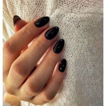 Накладні нігті Kitty Nail чорні, форма овал, короткі, 24 шт