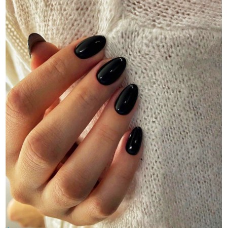 Накладні нігті Kitty Nail чорні, форма овал, короткі, 24 шт з доставкою по Україні