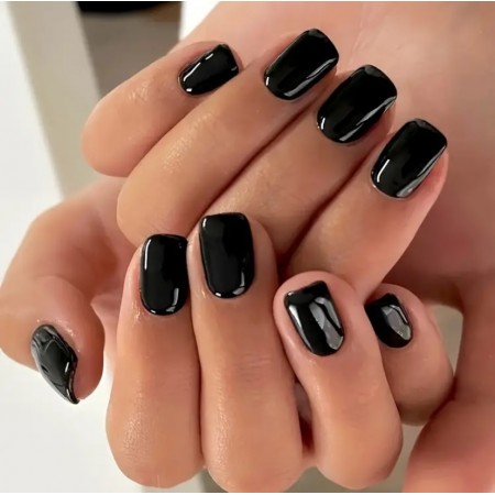 Накладні нігті Kitty Nail класичні чорні, форма квадрат, короткі, 24 шт з доставкою по Україні