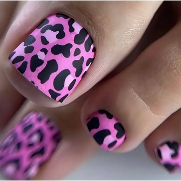 Накладні нігті для ніг False Nails рожевий леопард, 24 шт