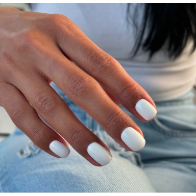 Накладні нігті Kitty Nail білі, форма закруглений квадрат, короткі, 24 шт