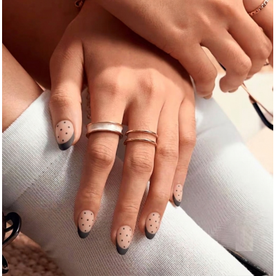 Накладні нігті Kitty Nail чорний френч, форма мигдаль, короткі, 30 шт Накладні нігті Kitty Nail чорний френч, форма мигдаль, короткі, 30 шт