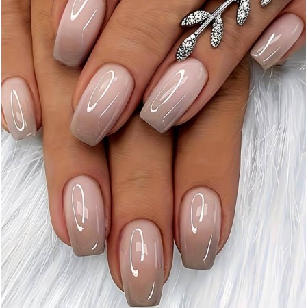 Накладні нігті Kitty Nail нюдове омбре, форма квадрат, середні, 24 шт з доставкою по Україні