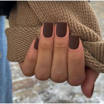 Накладні нігті Kitty Nail шоколад матові, форма квадрат, короткі, 24 шт