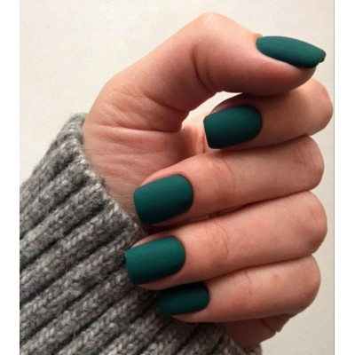 Накладні нігті Beautiful nail матовий смарагд, форма овал, короткі, 24 шт