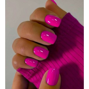 Накладні нігті Kitty Nail колір малинова фуксія, форма квадрат, короткі, 24 шт