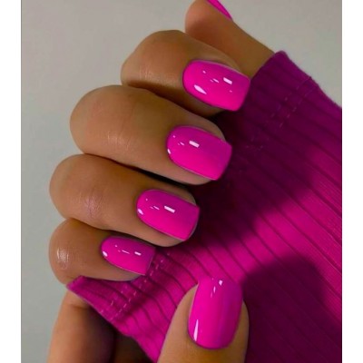 Накладні нігті Kitty Nail колір малинова фуксія, форма квадрат, короткі, 24 шт