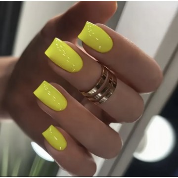 Накладні нігті Kitty Nail яскраво-жовті, форма квадрат, середні, 24 шт