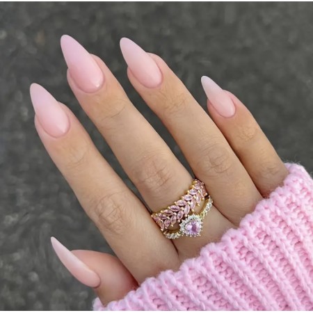 Накладні нігті False Nail, молочний рожевий, форма мигдаль, середні, 24 шт з доставкою по Україні