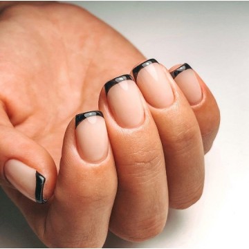 Накладні нігті Kitty Nail TOP чорний френч, квадрат, короткі, 24 шт
