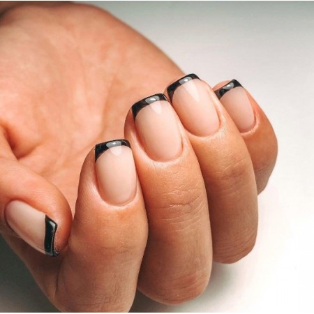 Накладні нігті Kitty Nail TOP чорний френч, квадрат, короткі, 24 шт з доставкою по Україні