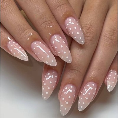 Накладні нігті False Nailнюдові, форма мигдаль, середні, 24 шт