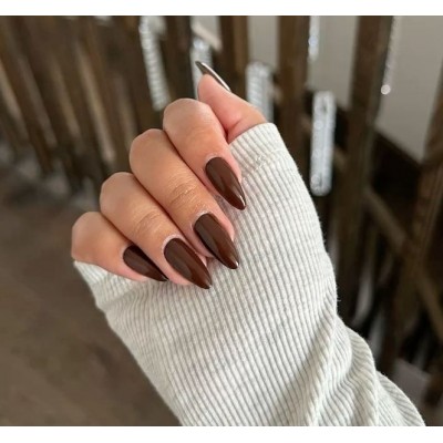 Накладні нігті Kitty Nail молочний шоколад, форма квадрат, короткі, 24 шт