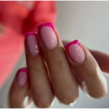 Накладні нігті Kitty Nail рожевий френч, форма квадрат, короткі, 24 шт