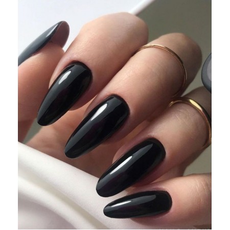 Накладні нігті Kitty Nail чорні, форма овал, довгі, 20 шт з доставкою по Україні