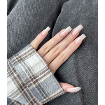 Накладні нігті Kitty Nail молочні, форма квадрат, довгі, 24 шт