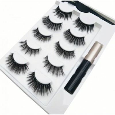 Магнітні накладні вії EyeLashes Daily різні ефекти А-005, 5 пар і підводка УЦІНКА