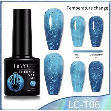 Термо гель-лак Lilycute LC-T06 блакитний з каміфубуками, 7 мл