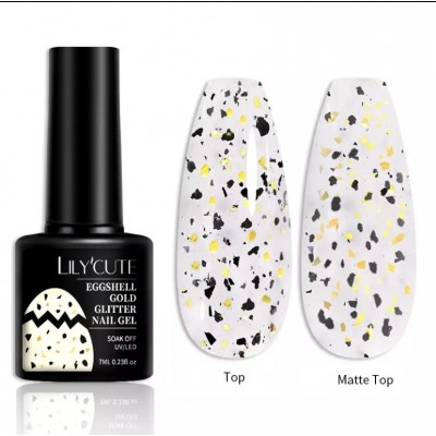 Гель-лак Lilycute Eggshell Gold Перепелине яйце з золотом, 7 мл