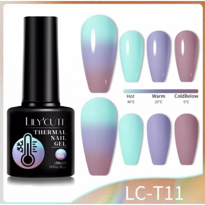 Термо гель-лак Lilycute LC-T11 блакитний, какао, 7 мл