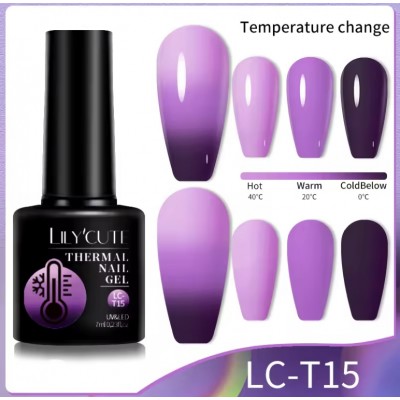 Термо гель-лак Lilycute LC-T15 рожево-фіолетовий, 7 мл