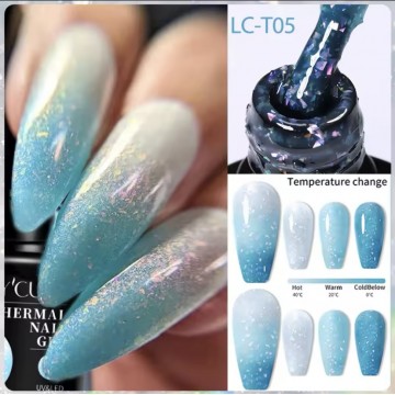 Термо гель-лак Lilycute LC-T05 блакитнний перламутр зі слюдою, 7 мл