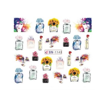 Слайдер-дизайн для нігтів BN-1143 Perfume, духи, дівчина з доставкою по Україні