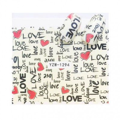 Слайдер-дизайн для нігтів YZW-1294 Love, написи з доставкою по Україні