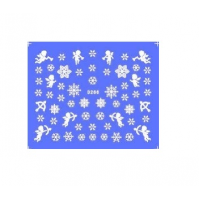Слайдер-дизайн для нігтів D-266 Happy New Year, сніжинки з доставкою по Україні