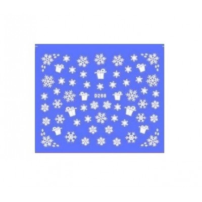 Слайдер-дизайн для нігтів D-268 Happy New Year, сніжинки з доставкою по Україні