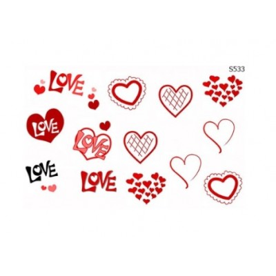 Слайдер-дизайн для нігтів S 533 Valentines Day, серця, написи з доставкою по Україні