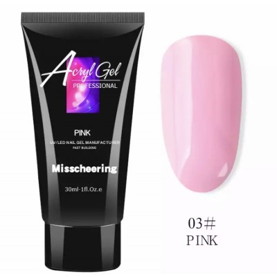 Акрил-гель для нігтів Acryl Gel 03 Pink, рожевий, 30 мл