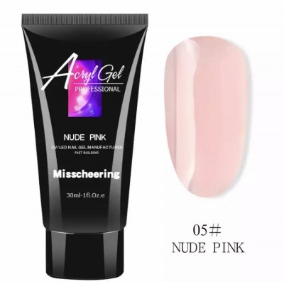 Акрил-гель для нігтів Acryl Gel Nude Pink 05, бежево-рожевий, 30 мл