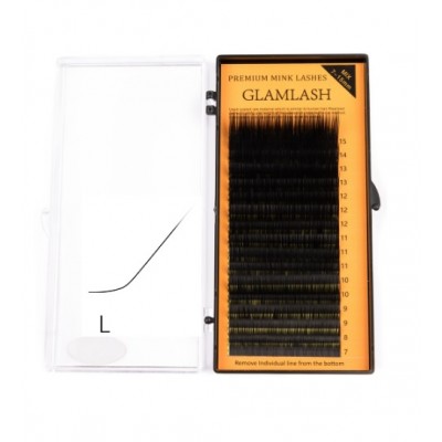 Вії для нарощування GlamLash L 0.07 (15 рядів: 7-15 мм), чорні
