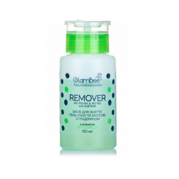 Рідина для зняття гель-лаку і біогеля Glambee Remover Виноград, з помпою, 150 мл