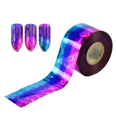 Фольга перекладна для нігтів, синьо-фіолетова мозаїка, 4х100 см з доставкою по Україні