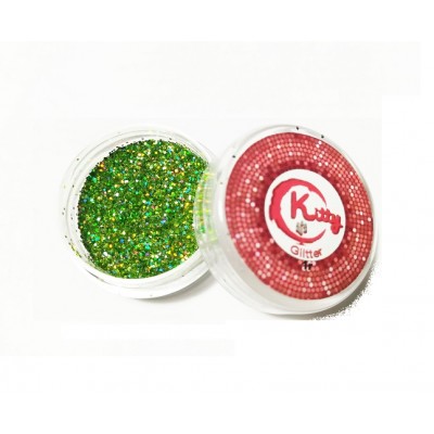 Блискітки для нігтів Kitty Glitter 010, зелені з голограмою, 1 г з доставкою по Україні